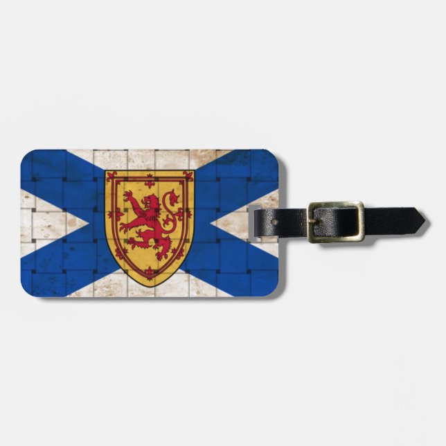 Étiquette À Bagage Drapeau de la Nouvelle-Écosse en détresse (Devant horizontal)