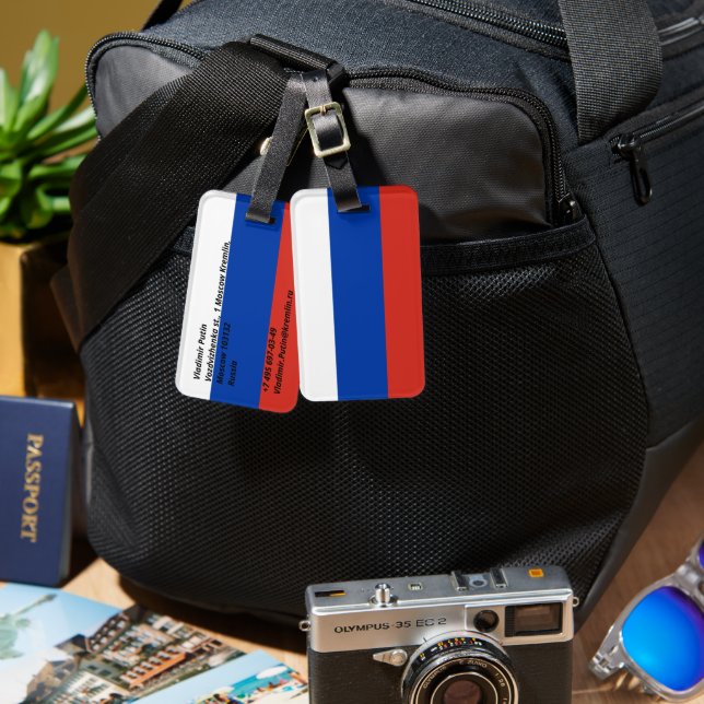 Étiquette À Bagage Drapeau de la Russie (Recto & Verso)