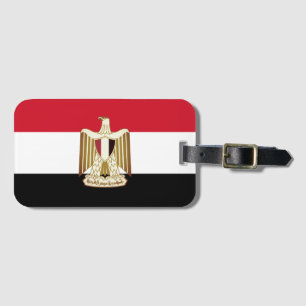 Étiquette À Bagage Drapeau de l'Égypte (avec armoiries plus grandes)