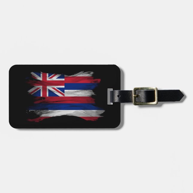 Étiquette À Bagage Drapeau de l'État d'Hawaii brush stroke, drapeau d (Devant horizontal)