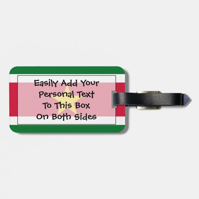 Étiquette À Bagage Drapeau de l'identification facile du Surinam (Dos horizontal)