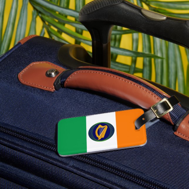 Étiquette À Bagage Drapeau de l'Irlande avec armoiries (Insitu Rectoal 3)