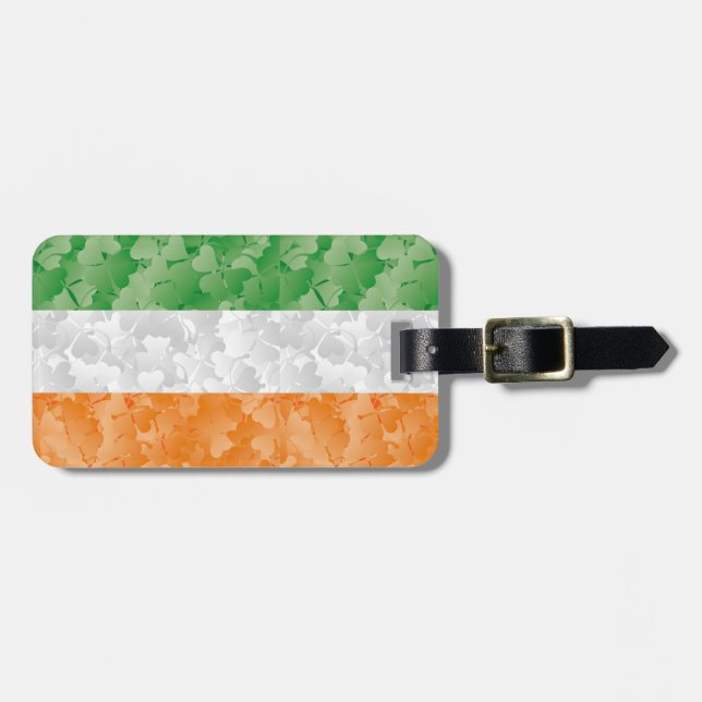 Étiquette À Bagage Drapeau de l'Irlande avec motif shamrock Luggage T (Devant horizontal)