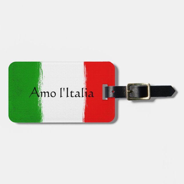 Étiquette À Bagage Drapeau de l'Italie. j'aime l'Italie (Devant horizontal)