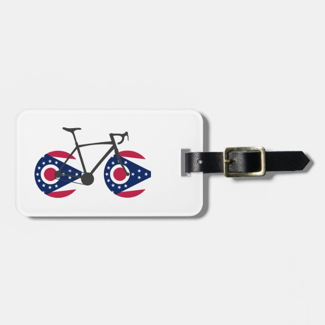 Étiquette À Bagage Drapeau de l'Ohio à vélo (Devant horizontal)