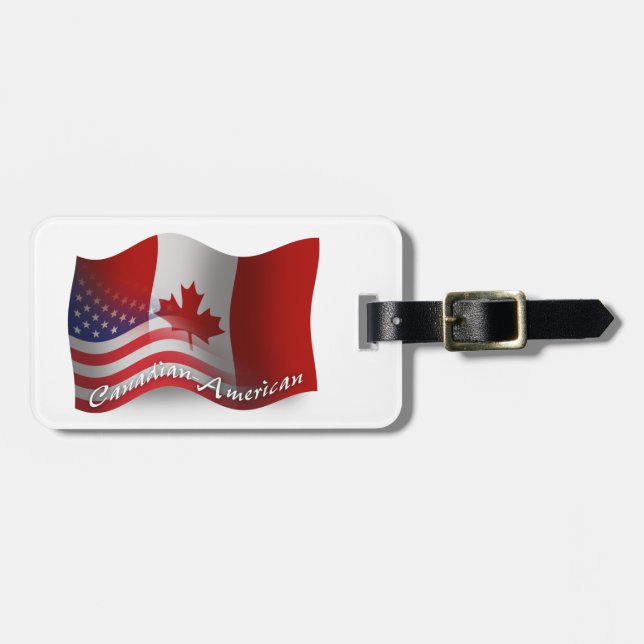 Étiquette À Bagage Drapeau de ondulation Canadien-Américain (Devant horizontal)