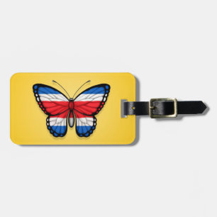 Étiquette À Bagage Drapeau de papillon de Rican de côte sur le jaune