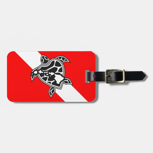 Étiquette À Bagage Drapeau de piqué de tortue d'Hawaï (Devant horizontal)