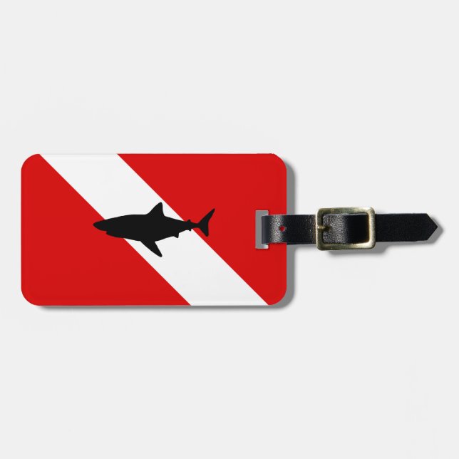 Étiquette À Bagage Drapeau de plongée : Requin (Devant horizontal)