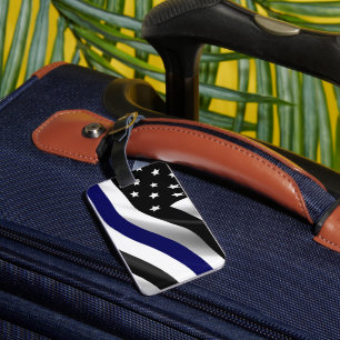 Étiquette À Bagage Drapeau de police de la ligne bleue mince