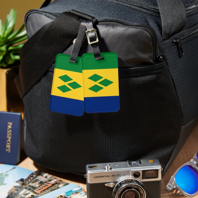 Étiquette À Bagage Drapeau de Saint-Vincent-et-les Grenadines Vincy (Recto & Verso)