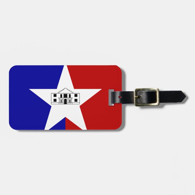 Étiquette À Bagage Drapeau de San Antonio, Texas (Devant horizontal)