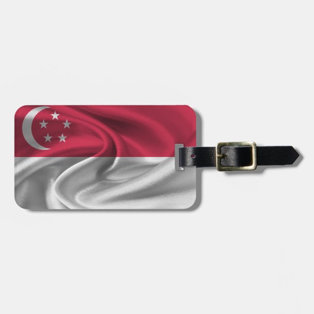 Étiquette À Bagage Drapeau de Singapour (Devant horizontal)