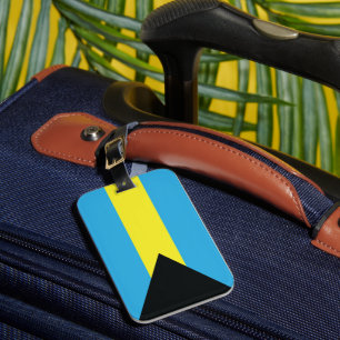Étiquette À Bagage Drapeau des Bahamas en bleu, noir et jaune