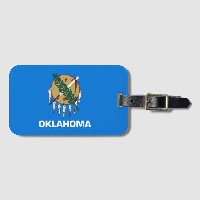 Étiquette À Bagage Drapeau d'État de l'Oklahoma, États-Unis (Devant Horizontal)