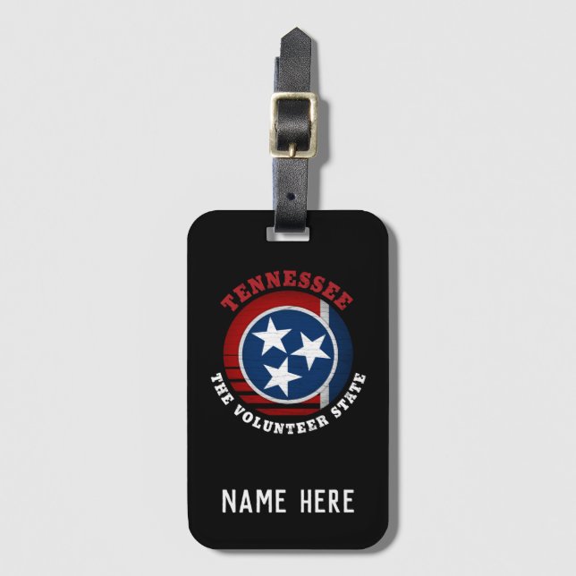 ÉTIQUETTE À BAGAGE DRAPEAU D'ÉTAT DE VOLONTAIRE TENNESSEE (Devant Vertical)