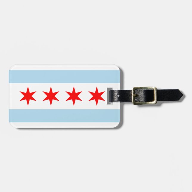 Étiquette À Bagage Drapeau d'étiquette de bagage de Chicago avec le (Devant horizontal)