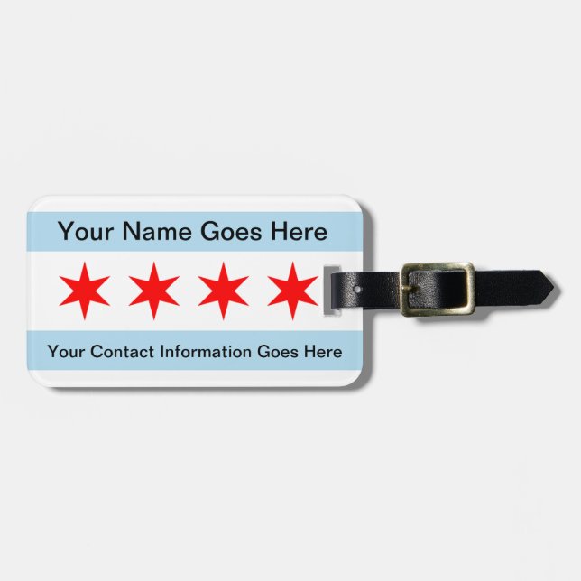 Étiquette À Bagage Drapeau d'étiquette de bagage de Chicago avec le (Devant horizontal)