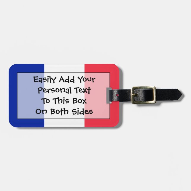 Étiquette À Bagage Drapeau d'identification facile de la France (Devant horizontal)