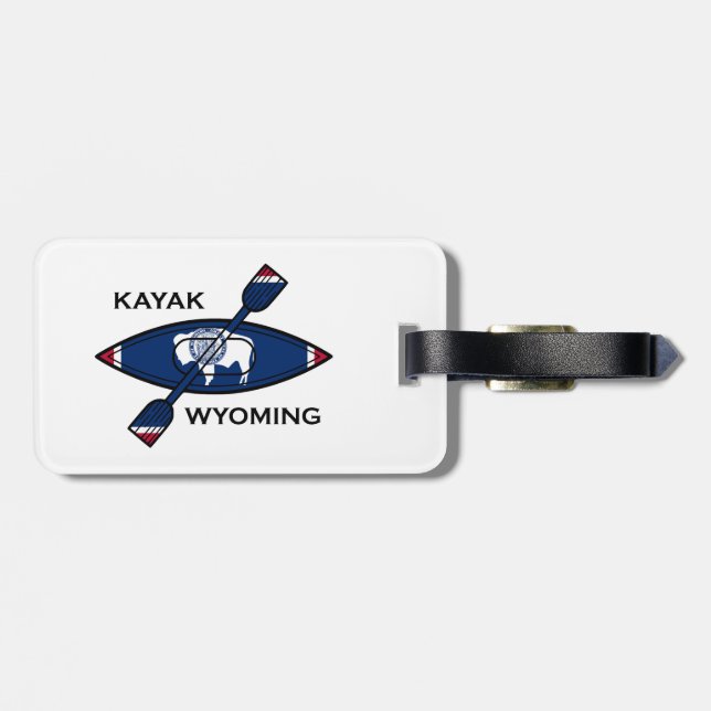 Étiquette À Bagage Drapeau du Kayak Wyoming (Dos horizontal)