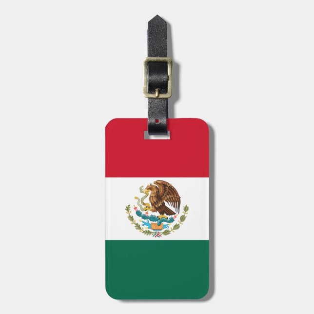 Étiquette À Bagage Drapeau du Mexique, Bandera de la République mexic (Devant Vertical)