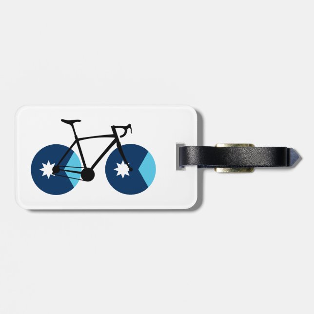 Étiquette À Bagage Drapeau du Minnesota à vélo (Dos horizontal)