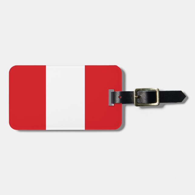 Étiquette À Bagage Drapeau du Pérou Bagage Tag avec bracelet en cuir (Devant horizontal)