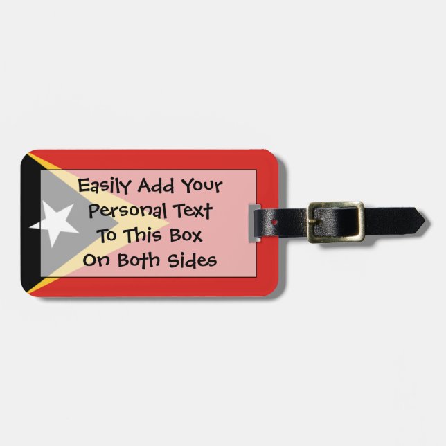 Étiquette À Bagage Drapeau du Timor Oriental Carte d'identité personn (Devant horizontal)