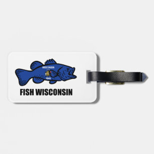 Étiquette À Bagage Drapeau du Wisconsin de poisson