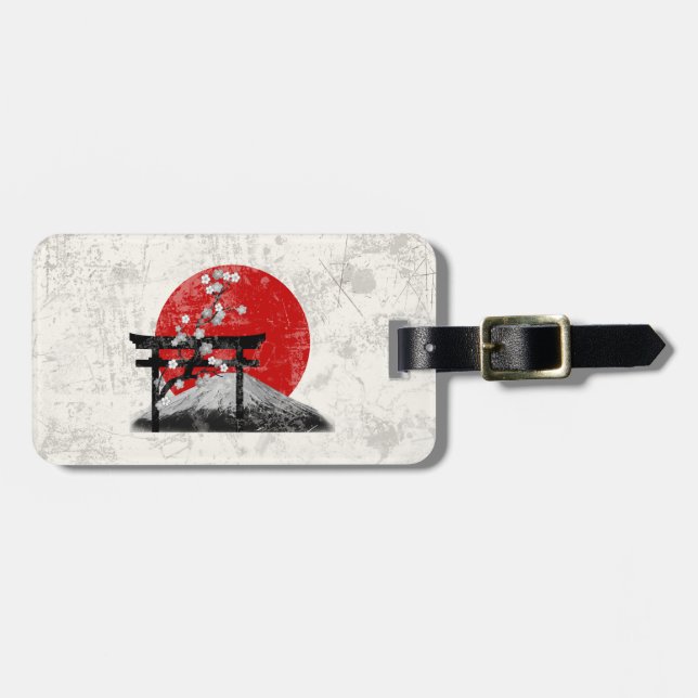 Étiquette À Bagage Drapeau et symboles du Japon ID153 (Devant horizontal)