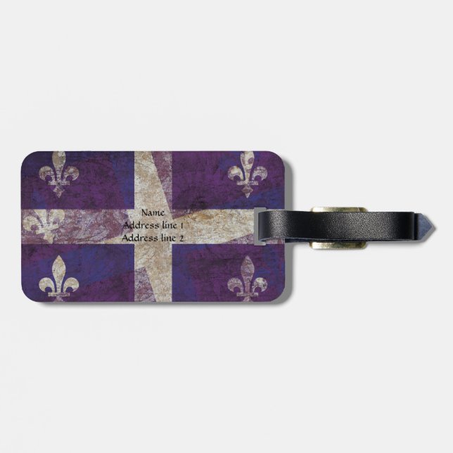 Étiquette À Bagage Drapeau grunge du Québec - étiquette de bagage (Dos horizontal)