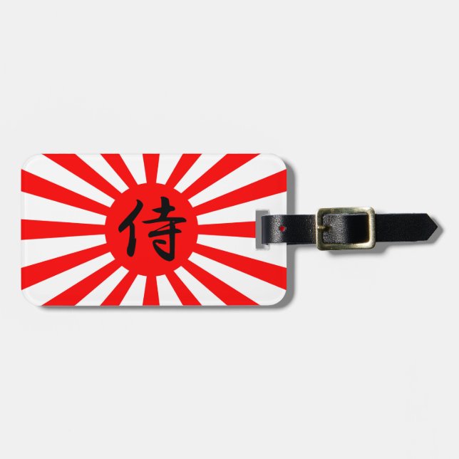 Étiquette À Bagage Drapeau impérial japonais avec symbole Kanji Samur (Devant horizontal)