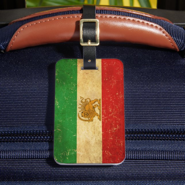 Étiquette À Bagage Drapeau Iran Lion et Sun Shah d'Iran (Insitu Rectoal 2)