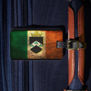Étiquette À Bagage Drapeau irlandais Davis Crest