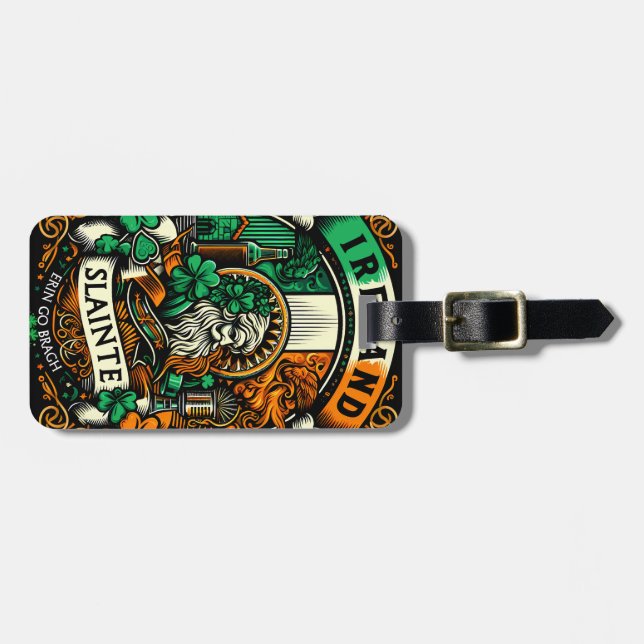 Étiquette À Bagage Drapeau irlandais Saint Patricks Day Slainte (Devant horizontal)