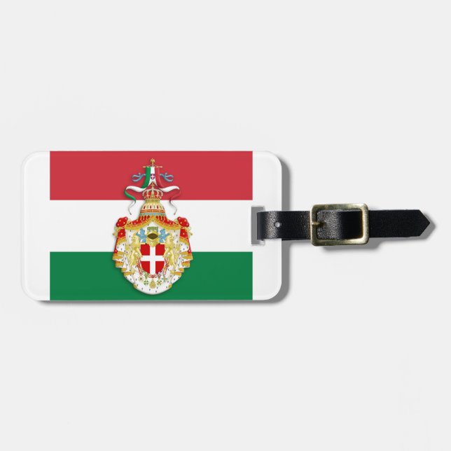 Étiquette À Bagage Drapeau italien avec insigne du Royaume d'Italie (Devant horizontal)