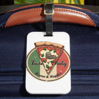 Étiquette À Bagage Drapeau italien avec Vintage Rome & Naples Pizza