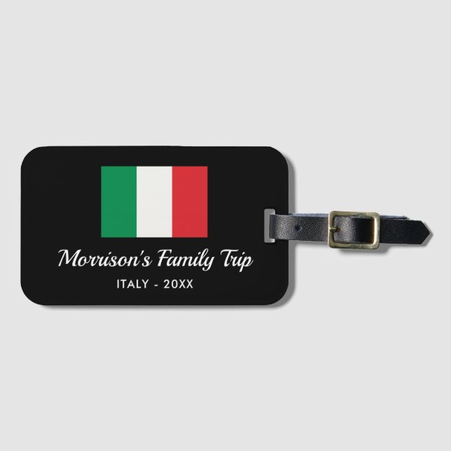 Étiquette À Bagage Drapeau italien Italie Voyage Texte personnalisé (Devant Horizontal)