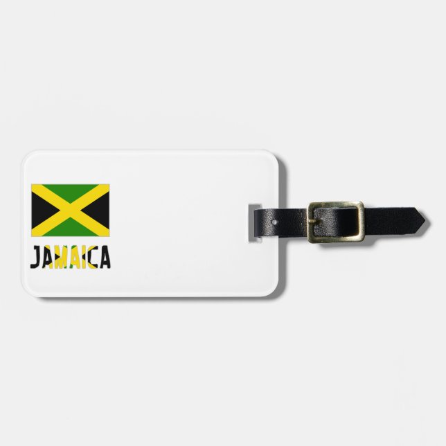 Étiquette À Bagage Drapeau jamaïcain et mot (Devant horizontal)