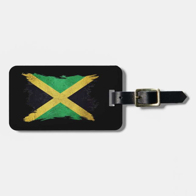 Étiquette À Bagage Drapeau jamaïcain Grunge, Drapeau jamaïcain (Devant horizontal)