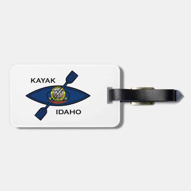 Étiquette À Bagage Drapeau Kayak Idaho (Dos horizontal)