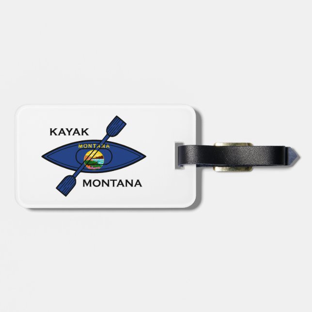 Étiquette À Bagage Drapeau Kayak Montana (Dos horizontal)