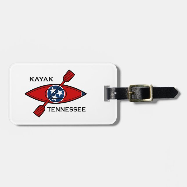 Étiquette À Bagage Drapeau Kayak Tennessee (Devant horizontal)