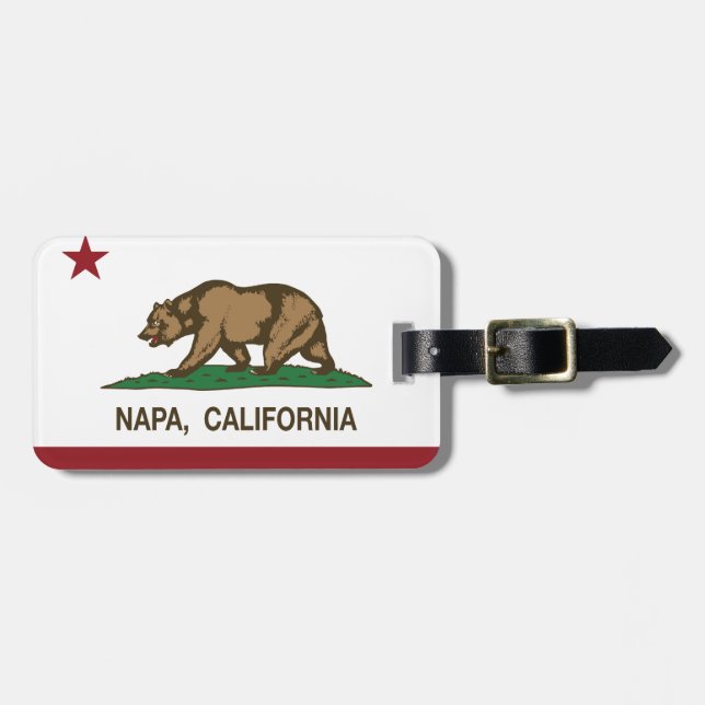 Étiquette À Bagage Drapeau Napa d'état de la Californie (Devant horizontal)