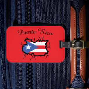 Étiquette À Bagage Drapeau national de la carte Porto Rico minimale