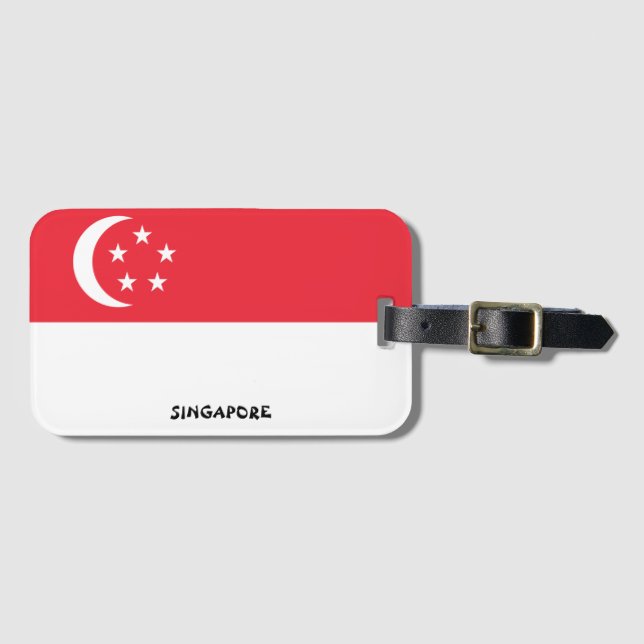 Étiquette À Bagage Drapeau national de Singapour Patriotique (Devant Horizontal)