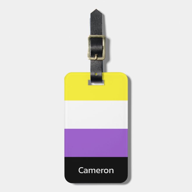 Étiquette À Bagage Drapeau non binaire LGBT Personnalisé (Devant Vertical)