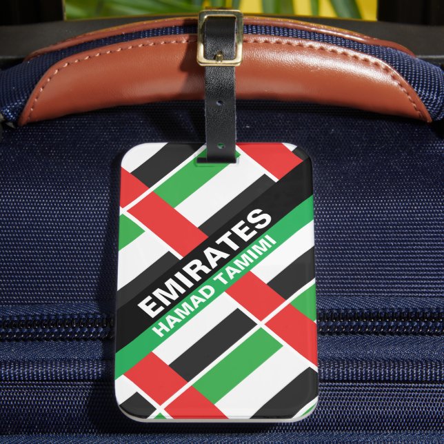 Étiquette À Bagage Drapeau Personnalisé Patriotique Émirats Arabes Un (Insitu Rectoal 2)
