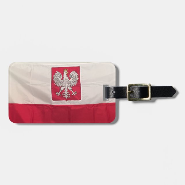 ÉTIQUETTE À BAGAGE DRAPEAU POLONAIS ET BALISE D'ANGLE (Devant horizontal)