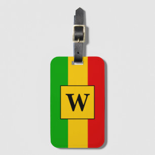 Étiquette À Bagage Drapeau Rasta Monogramme rayé